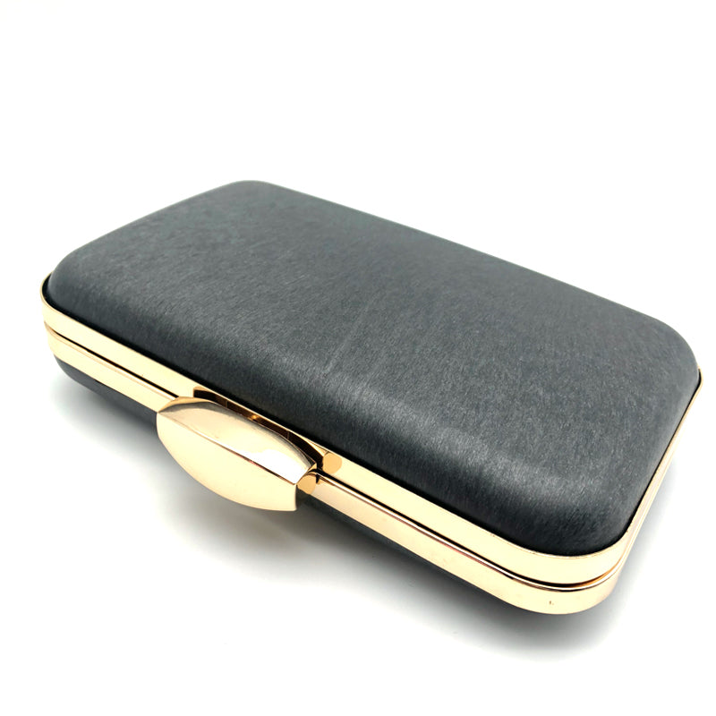 Gold Irregular Oval Shape Lock Head Decoration Bag Clutch Metal Frame With Plastic Box 7.8 x 4.5 Inch