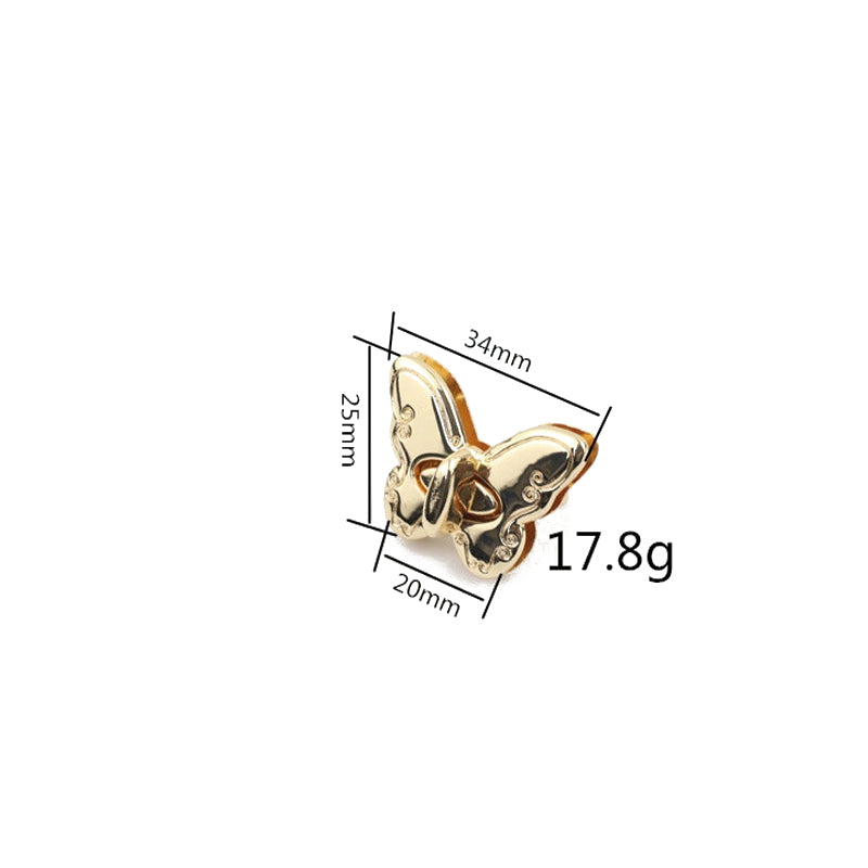 Butterfly shape metal claps twist turn locks for bag
