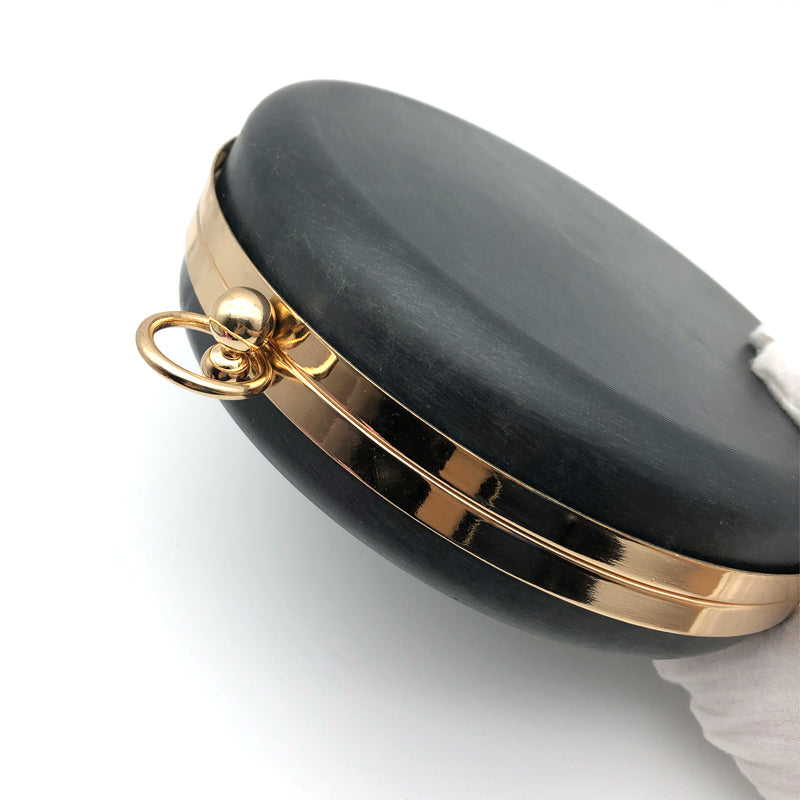 18CM Round Shaped Hanging Plating Gold Metal Frame Clutch Bag Plastic Box With Monk Head Lock Iron Circle Hardware