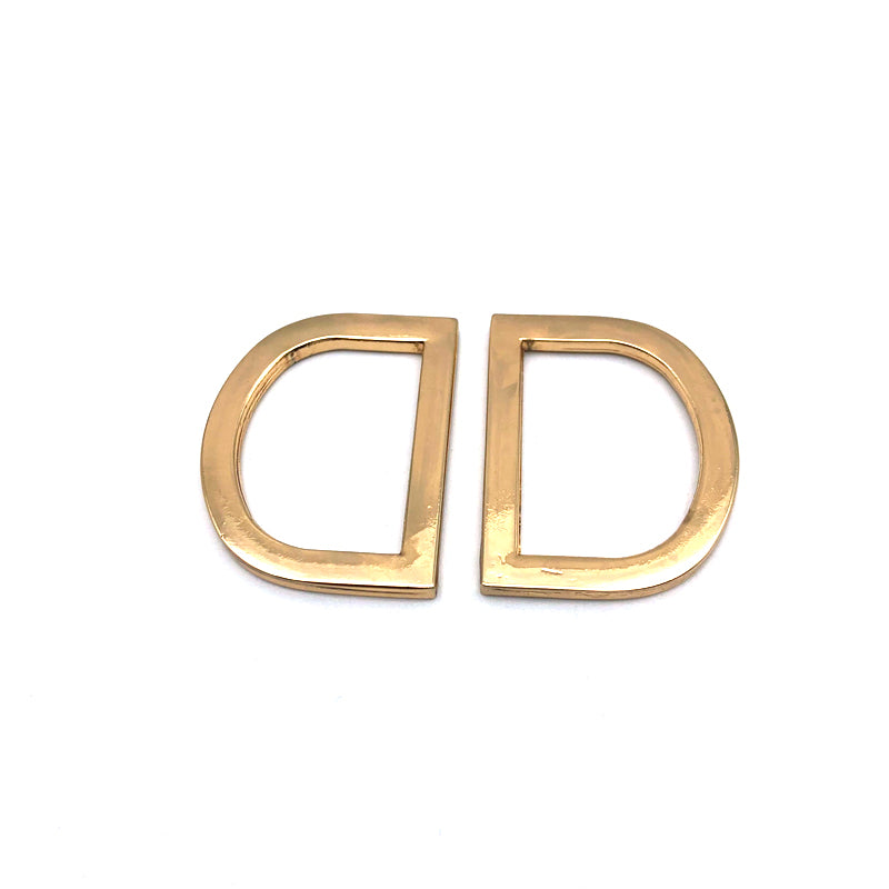 Factory Supply Handbag Accessories Light Gold Zinc Alloy Flat Shape 1 Inch Metal D Rings With Hanging Plating