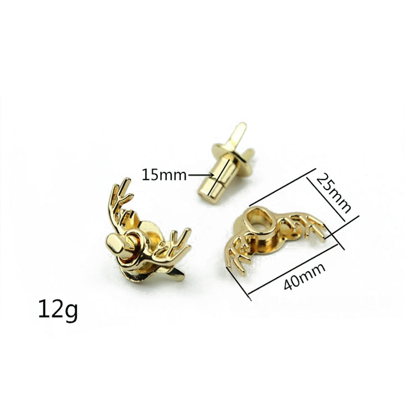 Luggage hardware accessories light gold deer head lock animal decoration twist lock