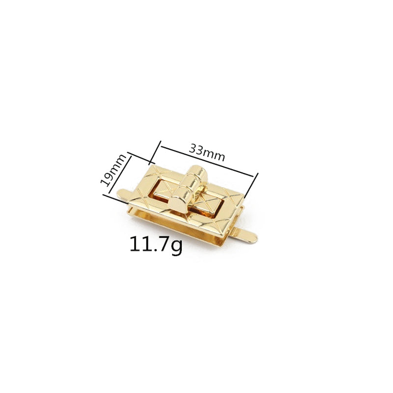 Newly designed handbag plaid pattern square metal turn locks