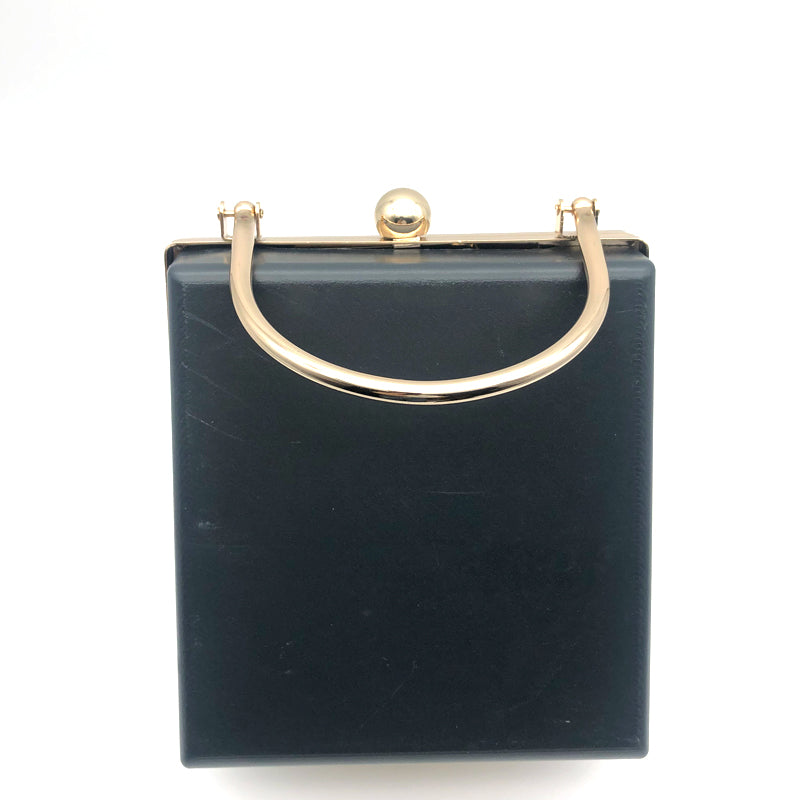 Rectangle Shape Plastic Box Metal Frame Monk Head Lock Light Gold Evening Bag Hardware Accessories 6.2 x 6.88 Inch