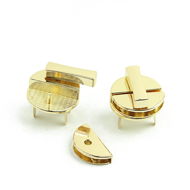 Handbag accessories die casting light gold round mortise twist turn lock