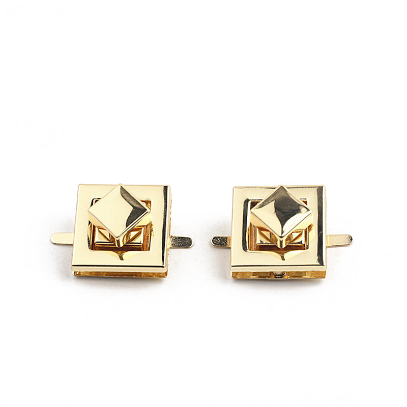 Small size light gold bag sqaure metal turn locks