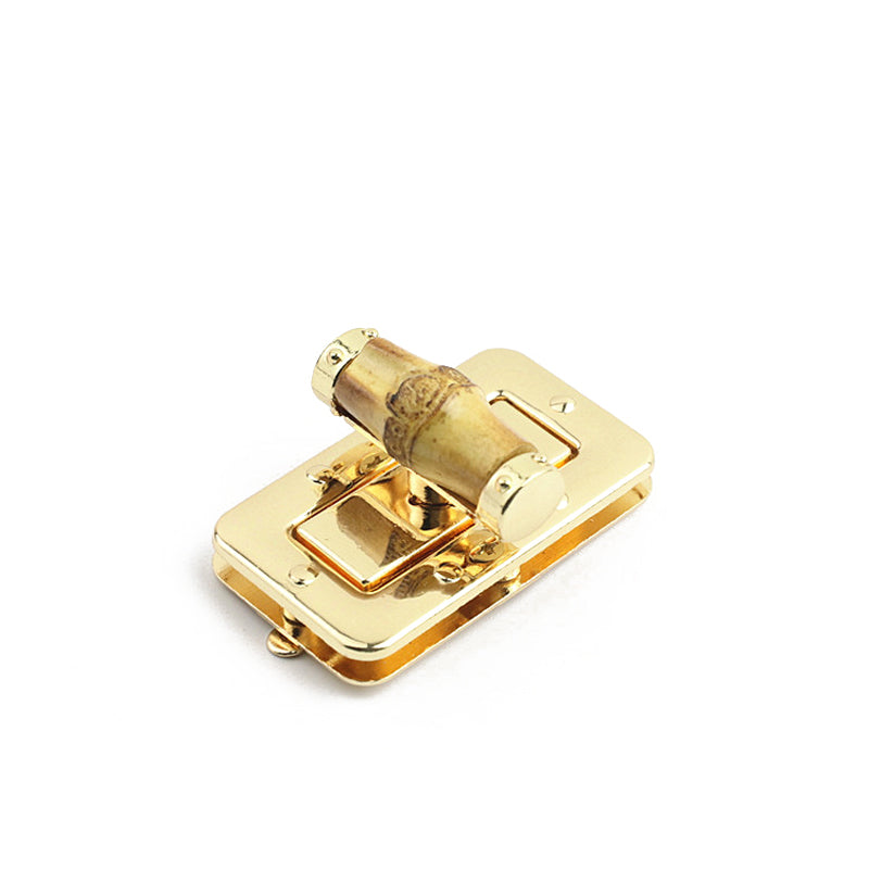 Handbag leather hardware accessories die-casting real bamboo twist lock