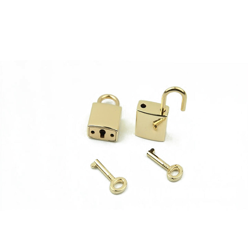 Handbag decorative smooth surface padlock small square lock with key real lock head