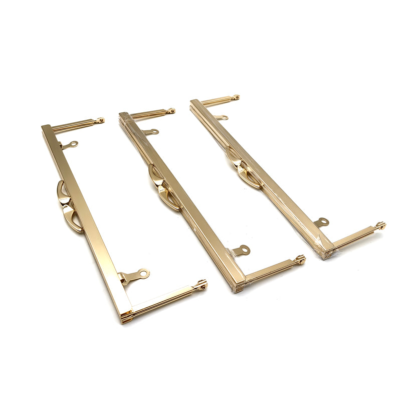 24cm light gold square smooth screw hole fish tail head lock bag hardware purse metal frame for evening bag