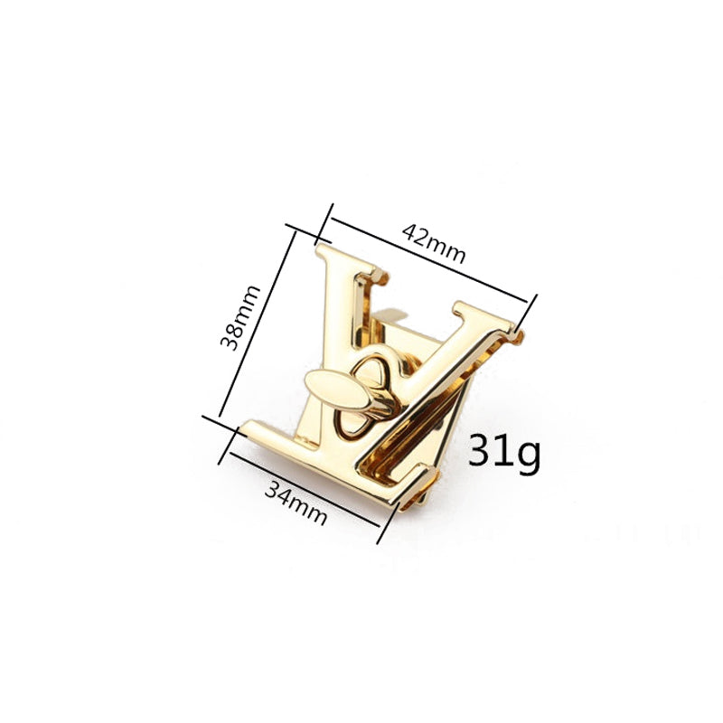 Handbag hardware accessories V-letter shape gold metal twist lock switch lock buckle