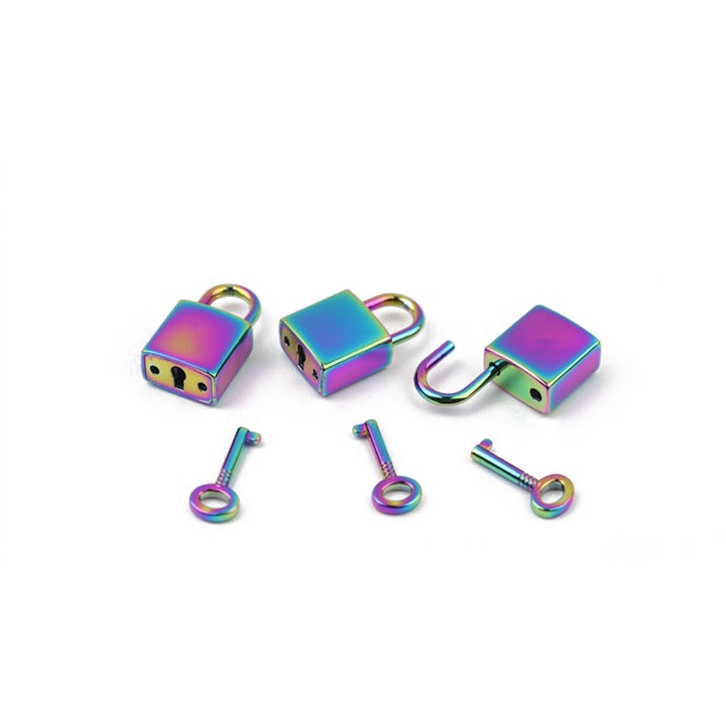 Luggage handbag hardware accessories smooth rainbow padlock with real key