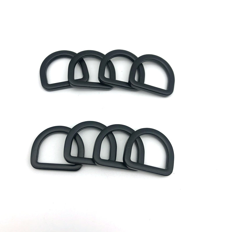 Customized manufacturing zinc alloy electrophoresis black bag metal flat d rings 18mm for handbag