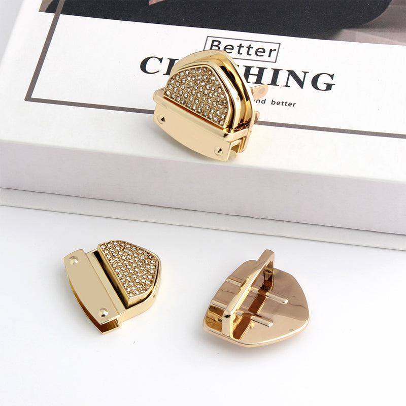 Diamond decoration metal bag clasp press lock