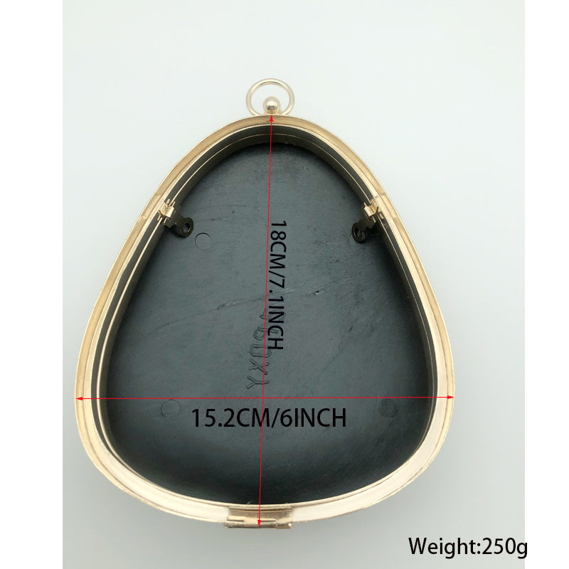Evening Bag Fashion DIY Six Inch Egg Shape Clutch Purse Box Metal Frame With Hanging Light Gold