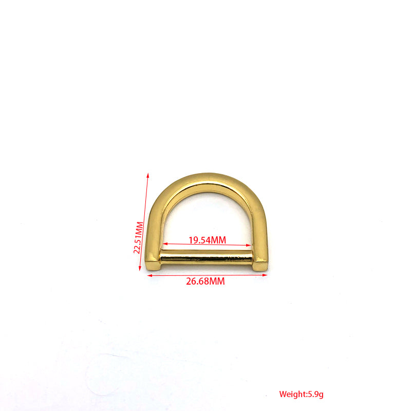 Luggage Handbag Accessories Flat Shape Zinc Alloy Light Gold 20 MM Metal D Rings Buckles For Leather Strap