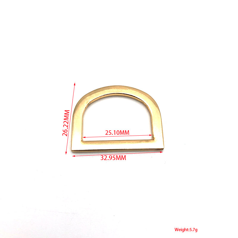 Factory Supply Handbag Accessories Light Gold Zinc Alloy Flat Shape 1 Inch Metal D Rings With Hanging Plating