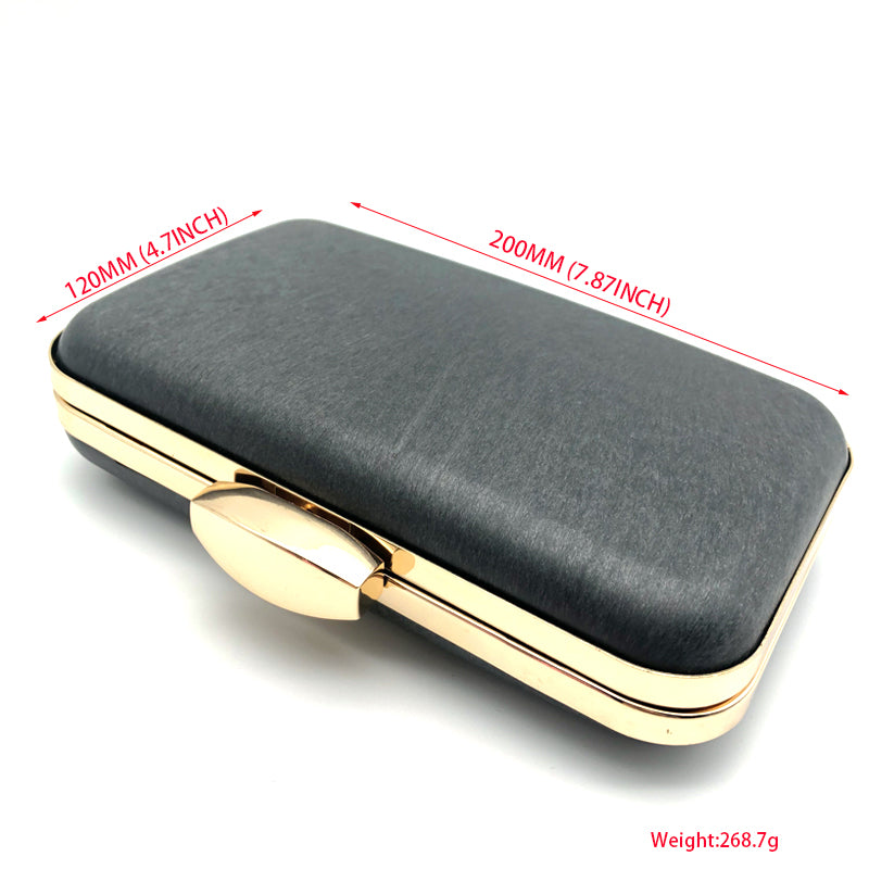Gold Irregular Oval Shape Lock Head Decoration Bag Clutch Metal Frame With Plastic Box 7.8 x 4.5 Inch