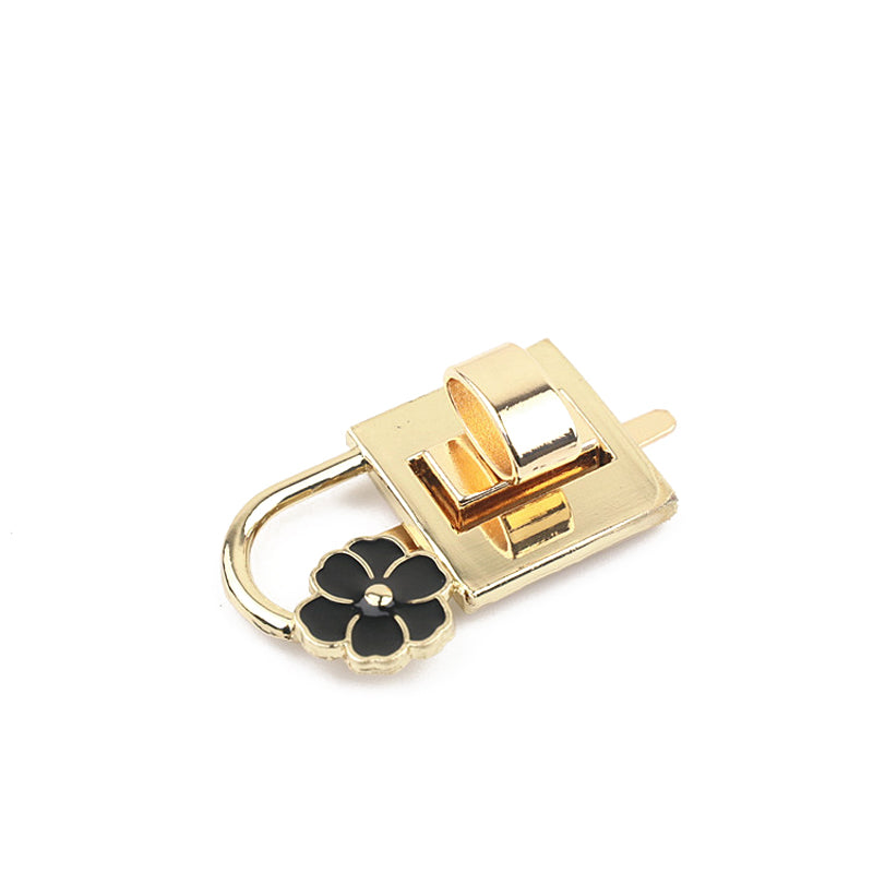 Bag hardware accessories drop glue white & black flower small square padlock twist turn lock