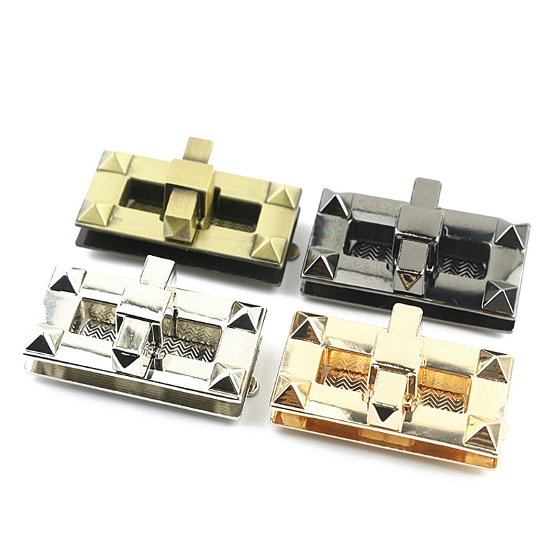 Large size rivets pattern decoration metal bag turn locks