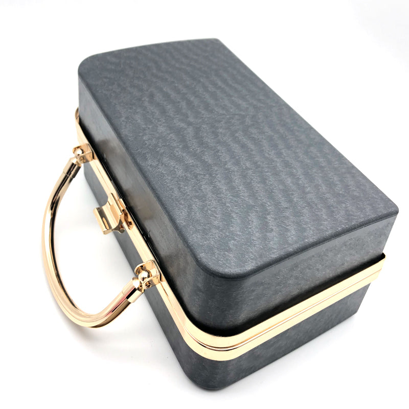 Thick Model Light Gold Herringbone Head Bag Metal Frame Black Plastic Shell Semi-Products Purse Box Accessories