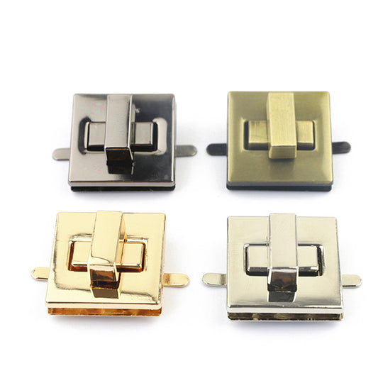 Classic style handbag metal square twist locks