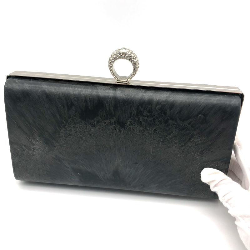 Silver Color Diamond Decoration Rings Head Locks Bag Purse Metal Frame Plastic Shell Rectangular Shape Hardware Fitting