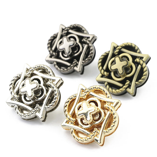 Flower and square fusion design bag metal twist turn locks