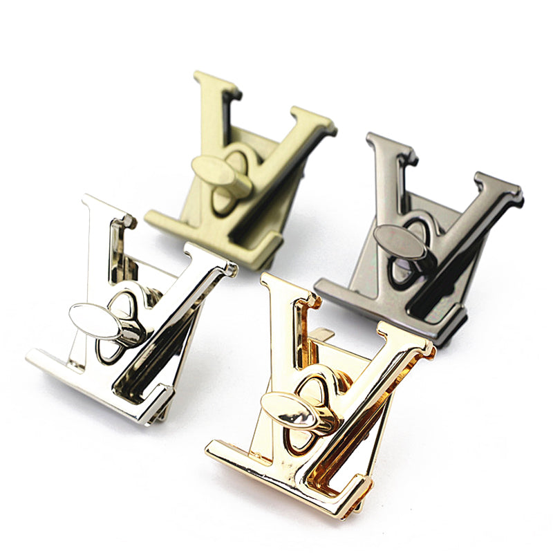 Handbag hardware accessories V-letter shape gold metal twist lock switch lock buckle