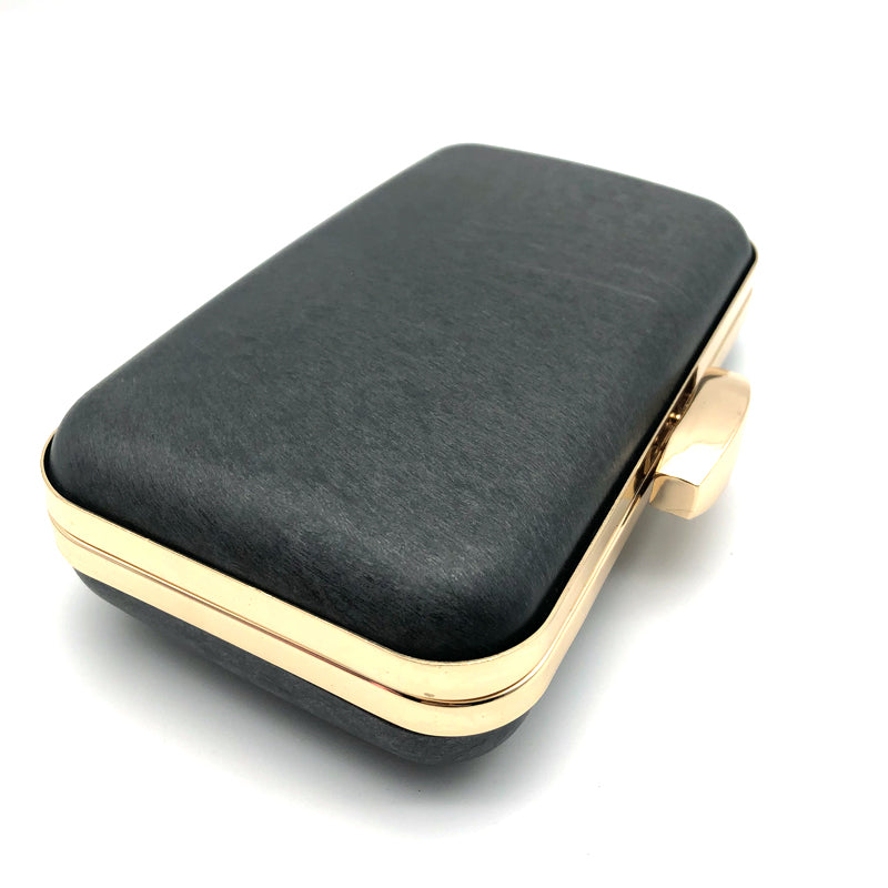 Gold Irregular Oval Shape Lock Head Decoration Bag Clutch Metal Frame With Plastic Box 7.8 x 4.5 Inch