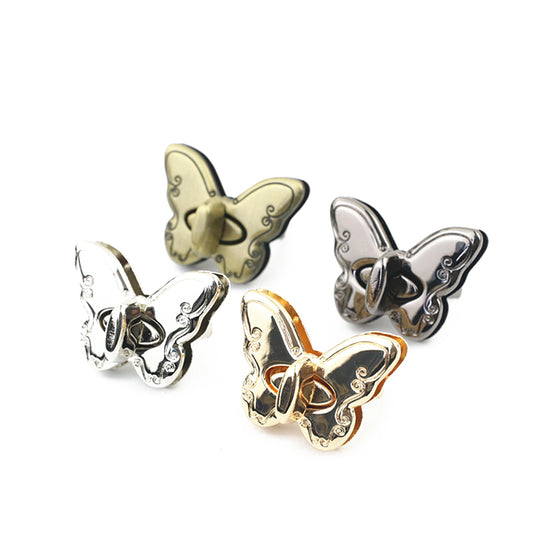 Butterfly shape metal claps twist turn locks for bag