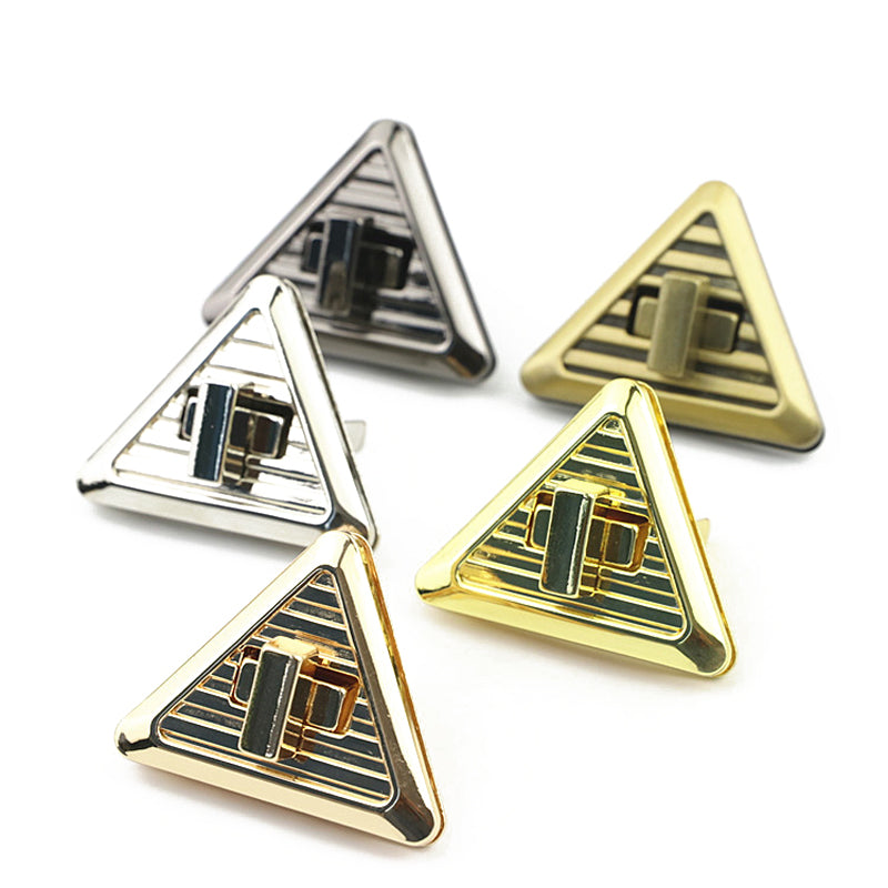 Bag accessories horizontal stripes triangle metal turn locks
