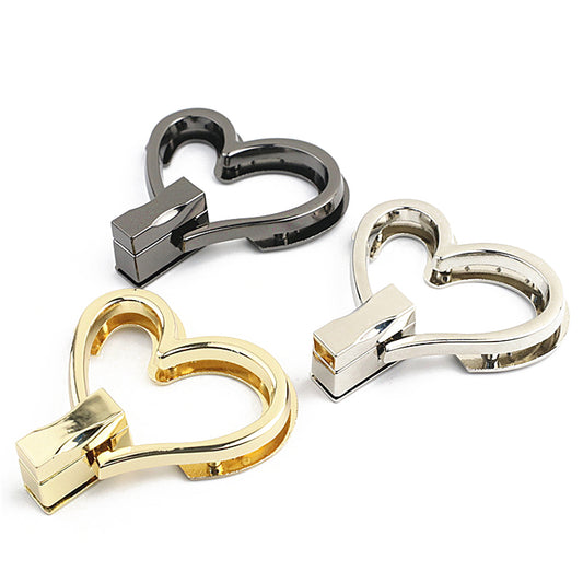 Handbag hardware heart shape metal twist lock switch lock buckle