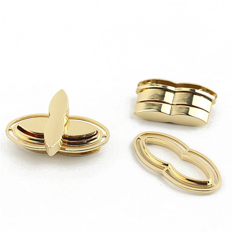 Bag hardware leaf shape twist turn lock