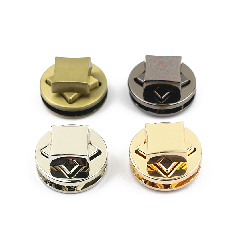 Bag accessories round shape square lock head metal twist locks