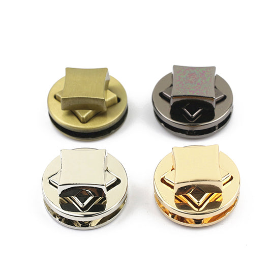 Bag accessories round shape square lock head metal twist locks