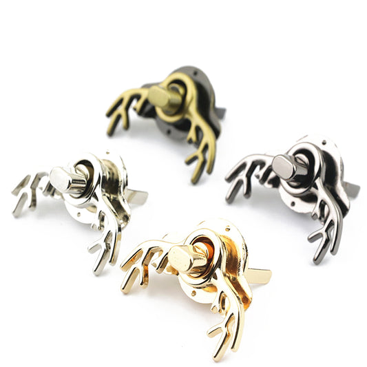 Luggage hardware accessories light gold deer head lock animal decoration twist lock