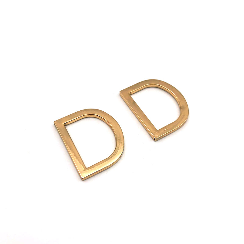 Factory Supply Handbag Accessories Light Gold Zinc Alloy Flat Shape 1 Inch Metal D Rings With Hanging Plating