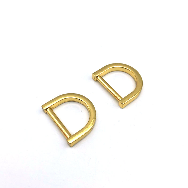 Luggage Handbag Accessories Flat Shape Zinc Alloy Light Gold 20 MM Metal D Rings Buckles For Leather Strap