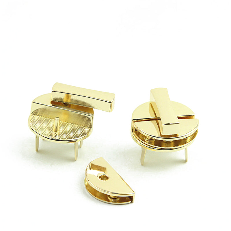 Handbag accessories die casting light gold round mortise twist turn lock
