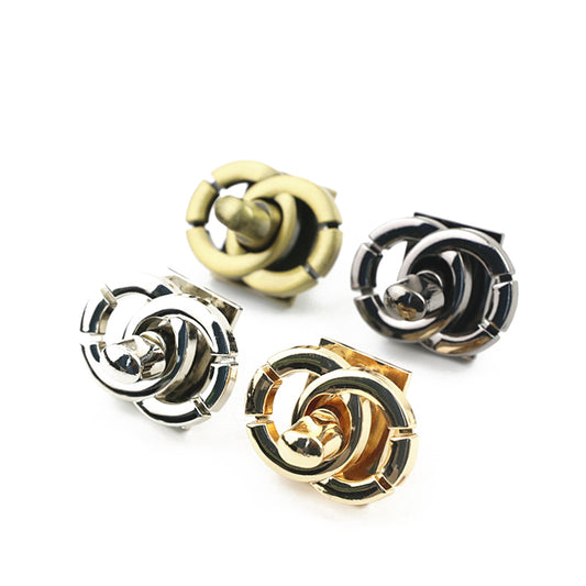 Bag hardware double round rings design metal twist locks