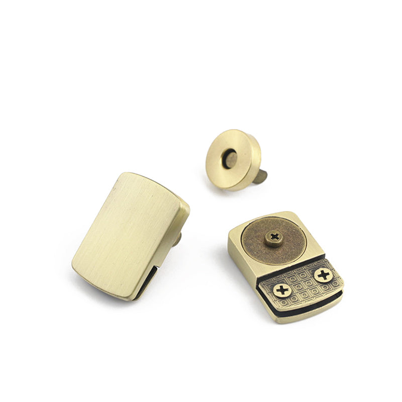 Handbag metal square shape magnetic button locks