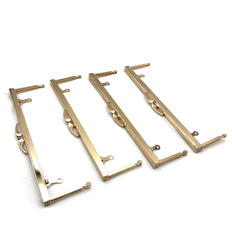 24cm light gold square smooth screw hole fish tail head lock bag hardware purse metal frame for evening bag