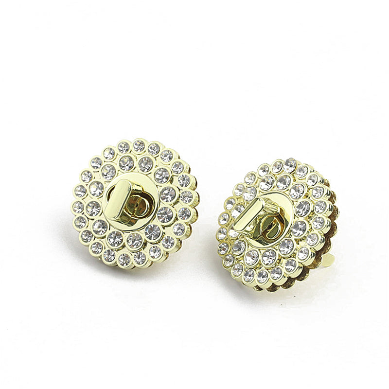 Round shape diamond decoration handbag metal turn lock