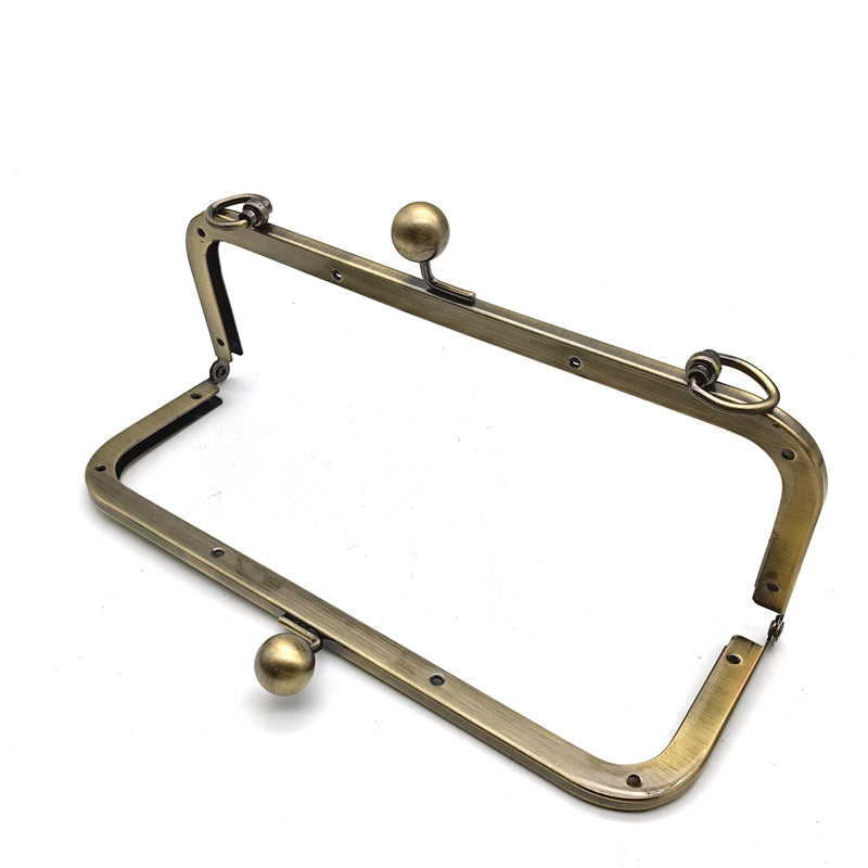 21CM Various color round ball kiss lock and d ring decoration clutch bag clasp metal frame