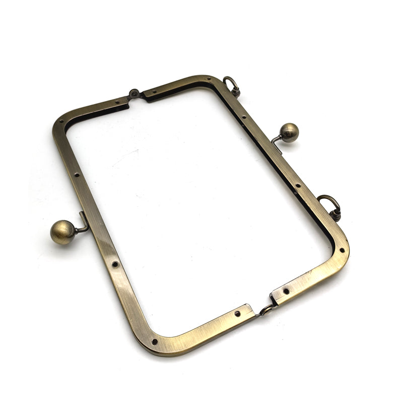 21CM Various color round ball kiss lock and d ring decoration clutch bag clasp metal frame