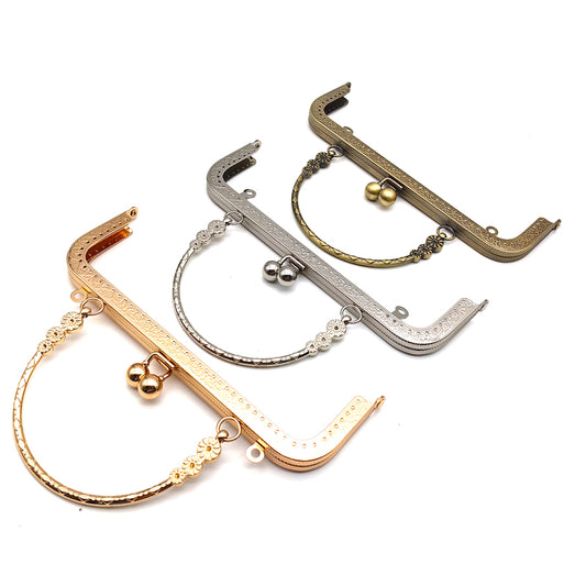 Fashion design 20.5CM & 25CM various colors embossing pattern make hole purse metal frame with handle