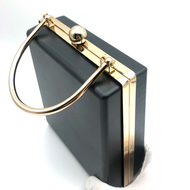 Rectangle Shape Plastic Box Metal Frame Monk Head Lock Light Gold Evening Bag Hardware Accessories 6.2 x 6.88 Inch