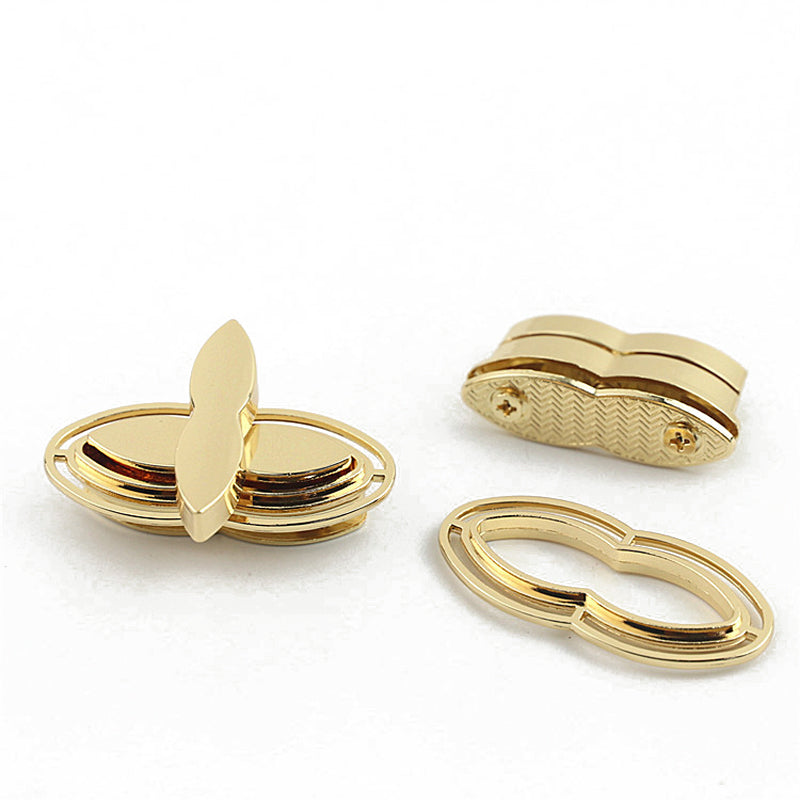 Bag hardware leaf shape twist turn lock