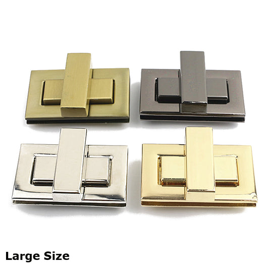 Rectangle shape metal accessories bag lock twist turn closure