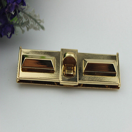 Leather bag rectangle shape metal plug in turn lock