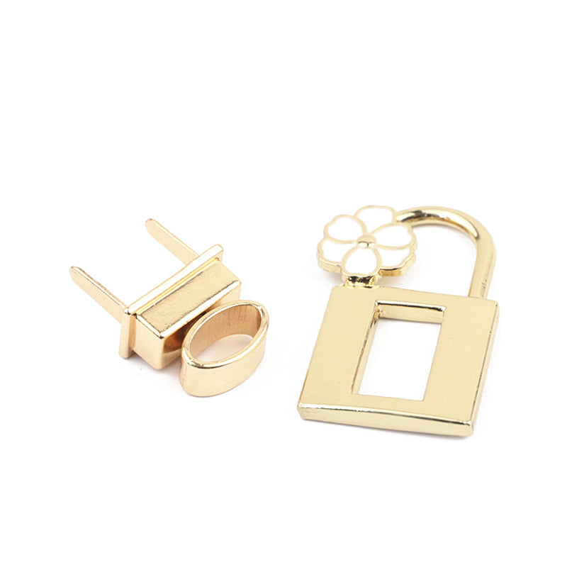 Bag hardware accessories drop glue white & black flower small square padlock twist turn lock